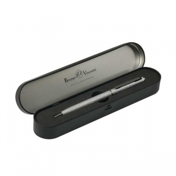 Ручка Bruno Visconti PALERMO шарик.автомат. в футляре,0.7мм,синяя,мет.корпус винтаж серебр,черн.футляр арт.20-0250/629