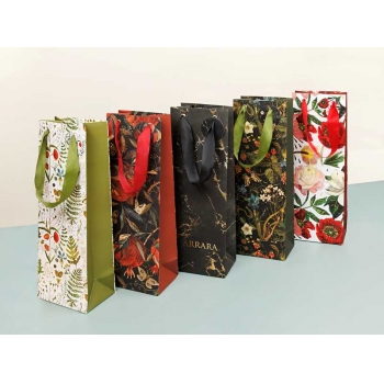 Пакет подарочный 12,3х36х9см Bruno Visconti FLORA.ПИОНЫ,бумажный,210г/м2,фольгир,мат.ламин.(для бутылки) арт.2-856/01