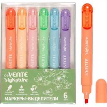 Маркеры-выделители набор 6цв. deVENTE sigNATURE (1-4мм), плоский корп.,скошен.након. арт.5045512