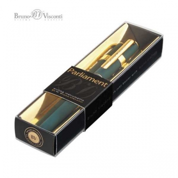 Ручка Bruno Visconti Parliament шарик.в карт.футляре,0.7мм,синяя,корпус зеленый и золото,черн.футляр арт.20-0472/04