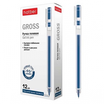Ручка гелевая Hatber Gross, 0.5мм, темно-синяя арт.GP_085253