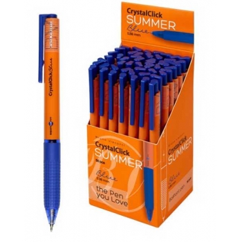 Ручка шариковая автоматическая Bruno Visconti CrystalClick.Summer 0.38мм, синяя, оранж.корпус арт.20-0435/31