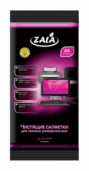 Салфетки чист. ZALA мягкая упаковка, универсальные, 24 шт. арт.ZL77424