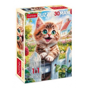 Пазл  30 эл. Hatber MAXI Счастливый котик, 290х210мм арт.30ПЗ4_34431