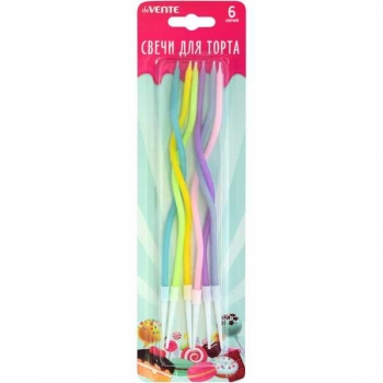 Набор свечей для торта deVENTE Dexterous 6 изогнутых тонких свечек, паст.цв., карт блист арт.9060321