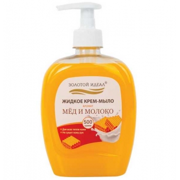 Мыло жидкое ЗОЛОТОЙ ИДЕАЛ 500мл Мед и молоко, с дозатором арт.606787