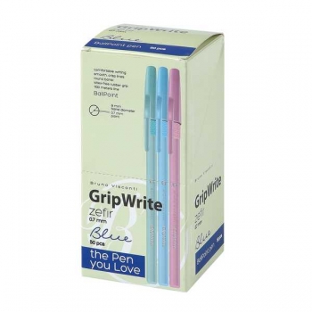 Ручка шариковая Bruno Visconti GripWrite Zefir, 0.7мм, одноразовая, синяя, корпус ассорти арт.20-0326/03