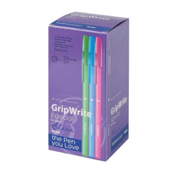 Ручка шариковая Bruno Visconti GripWrite Special, 0.7мм, одноразовая, синяя, корпус ассорти арт.20-0326/04