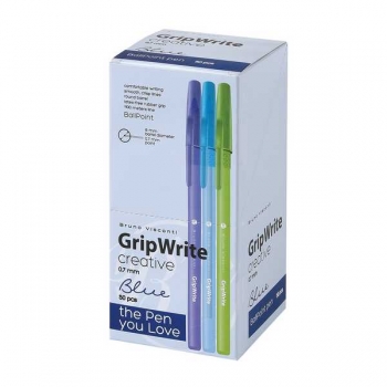 Ручка шариковая Bruno Visconti GripWrite Creative, 0.7мм, одноразовая, синяя, корпус ассорти арт.20-0326/05