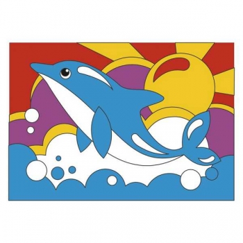 Набор для рисования по номерам, картина 20х30 см детская на деревянном подрамнике Радостный дельфин арт.Рхд-009