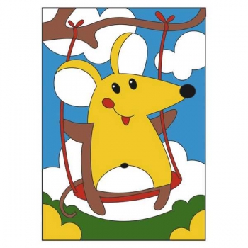 Набор для рисования по номерам, картина 20х30 см детская на деревянном подрамнике Мышка на качели арт.Рхд-012