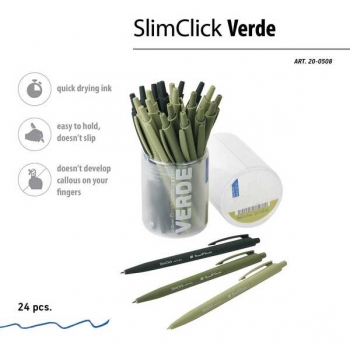 Ручка шариковая автоматическая Bruno Visconti SlimClick.Verde, 0.5мм, синяя, корпус ассорти арт.20-0508