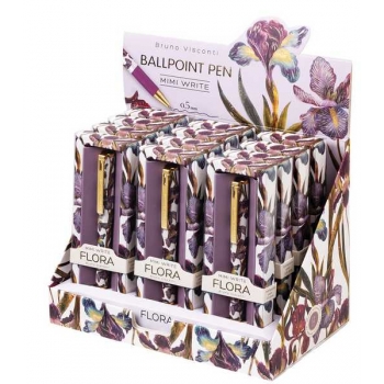 Ручка шариковая Bruno Visconti MIMI WRITE.FLORA.ИРИСЫ,0.5мм,длина ручки 110мм,синяя, в картон. подар. уп.  арт.20-0484