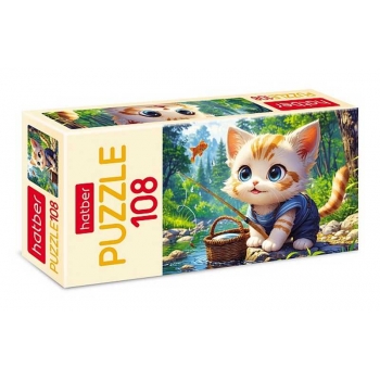 Пазл 108 эл. Hatber Котик-рыбак, 210х300мм арт.108ПЗ4_32541