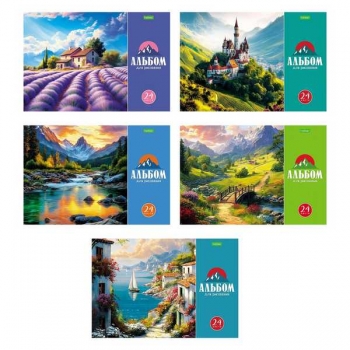 Альбом для рисов. А4 24л. на скрепке Hatber Красота природы, ассорти арт.24А4C/095587
