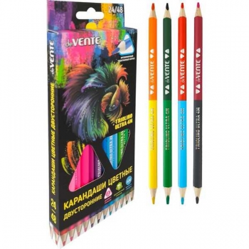 Карандаши deVENTE 24шт/48 цв Triolino Ultra 4М трехгранные, двухсторонние, карт.уп. арт.5025501
