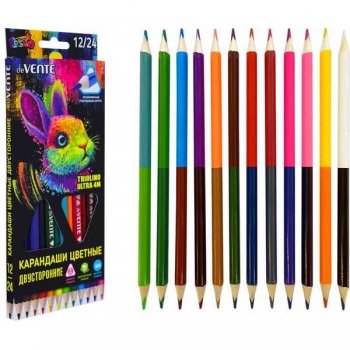 Карандаши deVENTE 12шт/24 цв Triolino Ultra 4М трехгранные, двухсторонние, карт.уп. арт.5024410
