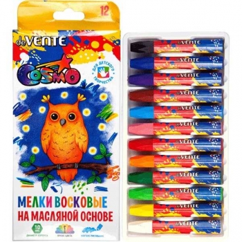 Мелки восковые deVENTE 12цв. Cosmo, на масляной основе, короб. с европодвесом арт.8172100