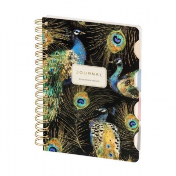 Записная книжка А5 120л на гребне с раздел.Bruno Visconti ART JOURNAL.FAUNA.ПАВЛИНЫ в кл./лин./точку арт.3-737/16