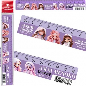 Линейка 16 см deVENTE Amai Menoko, пластиковая с дизайном арт.5091600