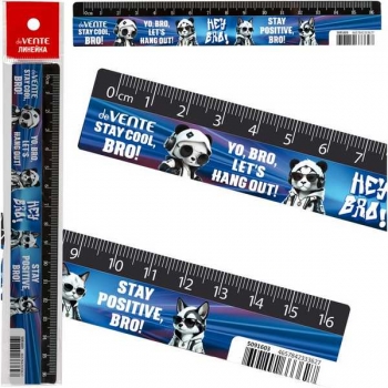Линейка 16 см deVENTE Hey Bro, пластиковая с дизайном арт.5091603