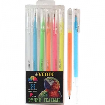 Ручки гелевые 06 цв. набор, deVENTE Kilometrico, 0.7 мм, ОДНОРАЗОВЫЕ, пастельные цвета, в пласт.упак арт. 5051016