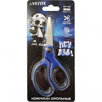 Ножницы deVENTE 13,5 см детские Hey Bro, закругл. кончики, прорезин. ручки, в карт. блист арт.8010607