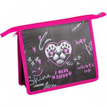 Папка д/тетр. А5 на молнии, картон/пластик deVENTE У меня лапки (243*200*80мм), фактура песок арт.8056604