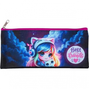 Пенал мягкий плоский 215х90х10мм Attomex Best Friends, износостойкий полиэстер, на молнии арт. 7024600