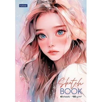 Скетчбук-блокнот А5 40л. на склейке Hatber Нежность, 100г/м2, глянц. лам., жесткая подложка арт.40Б5лAк/087787