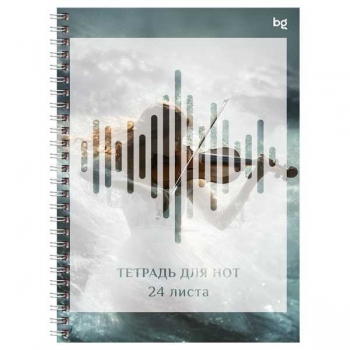 Тетрадь для нот А5 24л., вертикальная на спирали BG Эхо волн, справочная инф-я на форзаце, выб.лак арт.ТН5гр24_вл 57826