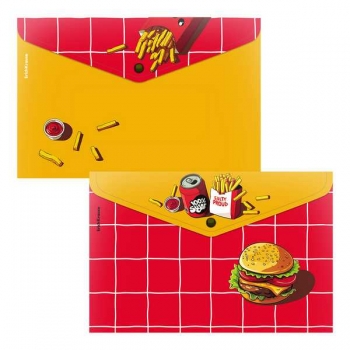 Папка-конверт А4 на кнопке ErichKrause Cheat Meal, 160мкм, полупрозрачная, ассорти арт.65215