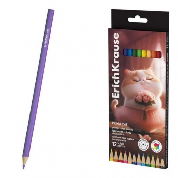 Карандаши ErichKrause 12цв Prima Cat шестигранные, ПЛАСТИКОВЫЕ арт.65010