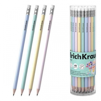 Карандаш ErichKrause HB ч/гр. с ластиком Milky, круглый арт.65545