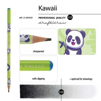 Карандаш Bruno Visconti HB ч/гр.  Kawaii Animals. Панда, круглый, пластик. корпус  арт.21-0074/03