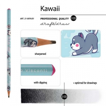 Карандаш Bruno Visconti HB ч/гр.  Kawaii Animals. Щенок, круглый, пластик. корпус  арт.21-0074/01