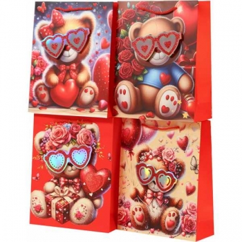 Пакет подарочный 18x23x8 см бумажный deVENTE Cute Bear 210 г/м2, ассорти 4 цв арт. 9041515