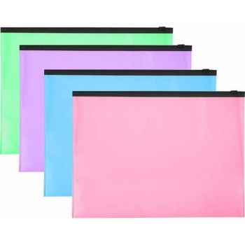Папка на молнии  А4 deVENTE (320х240 мм), Pastel 180 мкм, пастель, ассорти (4 цвета) арт. 3072541