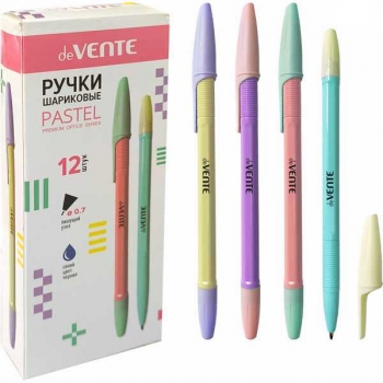 Ручка шариковая deVENTE Pastel, 0.7мм, шестигранн. корпус с грипом, игольч.узел, синяя арт.5073643