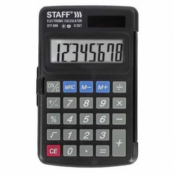 Калькулятор STAFF STF-899 8 разр., 117х74мм (карманный), двойное питание, черный арт.250144