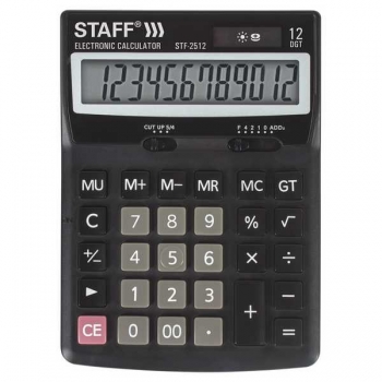 Калькулятор STAFF STF-2512 12 разр., 170х125мм, двойное питание, черный арт.250136