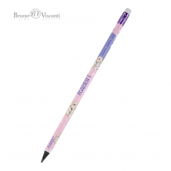 Карандаш Bruno Visconti HB ч/гр. с ластиком Kids Color. Кролик,трехгранный,пластик. корпус арт.21-0072/08