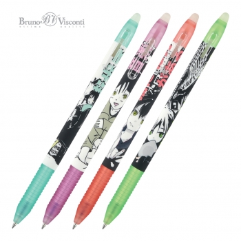 Ручка гелевая автомат. Bruno Visconti DeleteSlimClick.Classic MANGA, 0.5мм,синяя,СО СТИР.ЧЕРН., ассорти арт.20-0321/21