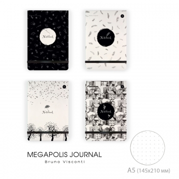 Записная книжка А5 100л на резинке Bruno Visconti MEGAPOLIS JOURNAL.BLACK WHITE в точку, 2 вида арт.3-475/04 Записная книжка А5 100л на резинке Bruno Visconti MEGAPOLIS JOURNAL.BLACK WHITE в точку, 2 вида арт.3-475/04