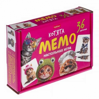 Игра  Hatber настольно-печатная МЕМО Котята, 36 карточек арт.36ИнМ_35001