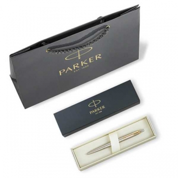 Ручка шариковая PARKER подарочная Jotter Core Stainless Steel GT 0.7мм, синяя,корпус серебристый, в пакете арт.880887
