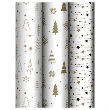Бумага подарочная новогодняя 70*100см, MESHU Gold NY pattern в рулонах, 80 г/м2, 1 лист, асс-ти арт.MS_66807