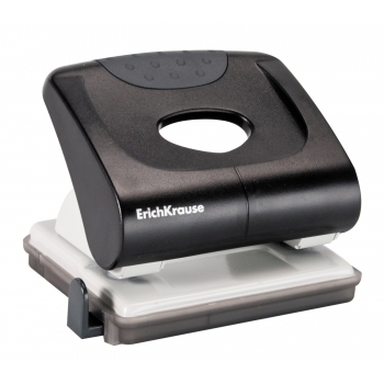 Дырокол (30 л) ErichKrause Elegance с линейкой, ЧЕРНЫЙ арт.5402
