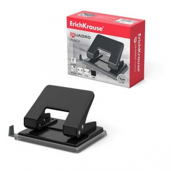 Дырокол (20 л) ErichKrause Quadro с линейкой ассорти арт.4594