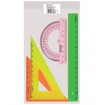 Набор   малый цветной (треуг. 2шт, лин.16,тр-р) арт.НГ12